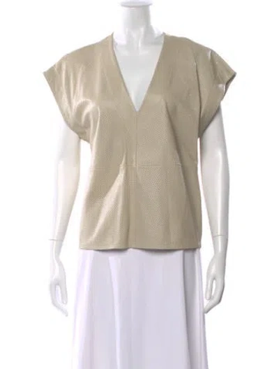 Pre-owned Iro Lamb Leather V-neck Top In Neutral