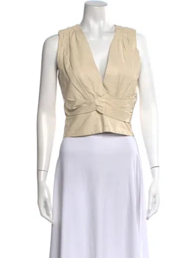 Pre-owned Iro Lamb Leather V-neck Top In Neutral