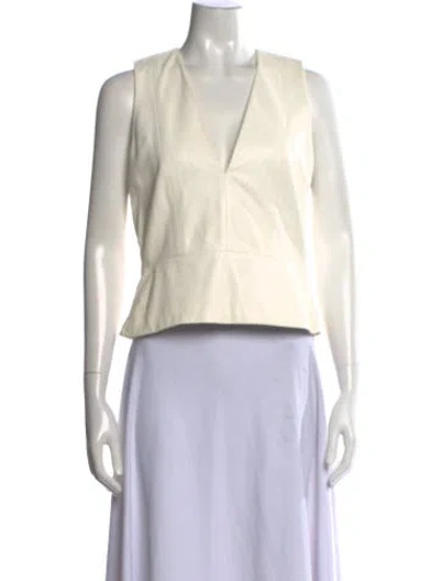 Pre-owned Iro Lamb Leather V-neck Top In Neutrals