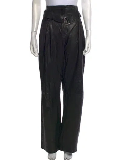 Pre-owned Iro Lamb Leather Wide Leg Pants In Black