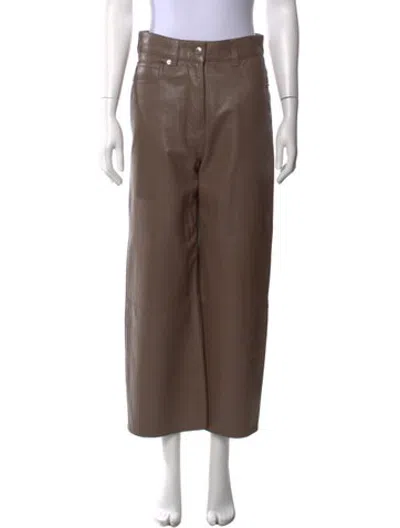 Pre-owned Iro Lamb Leather Wide Leg Pants In Brown