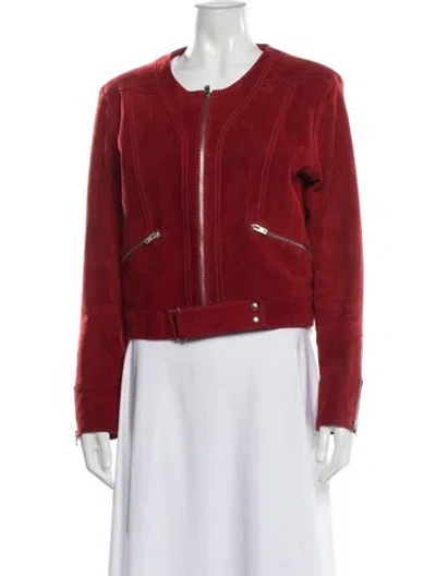 Pre-owned Iro Lambskin Biker Jacket In Red