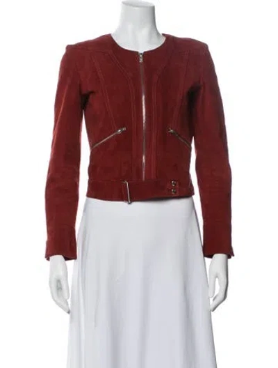 Pre-owned Iro Lambskin Biker Jacket In Red