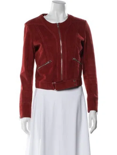 Pre-owned Iro Lambskin Biker Jacket In Red