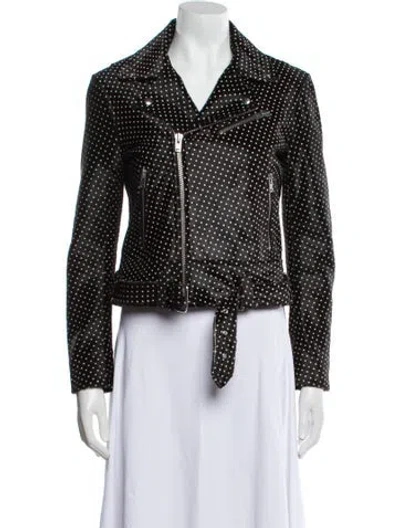 Pre-owned Iro Lambskin Printed Biker Jacket In Black