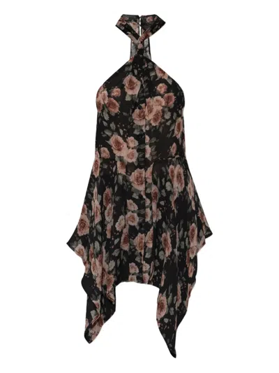 Iro Lassan Floral-print Top In Black