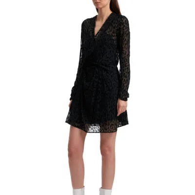 Iro Layana Wrap-effect Devoré Silk-chiffon Mini Dress In Black