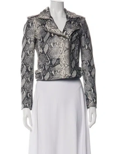 Pre-owned Iro Leather Animal Print Biker Jacket In Multicolor