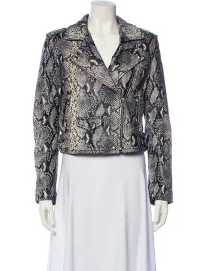 Pre-owned Iro Leather Animal Print Blazer In Neutral
