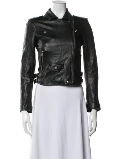 Pre-owned Iro Leather Biker Jacket In Black