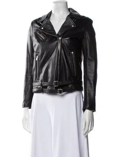 Pre-owned Iro Leather Biker Jacket In Black