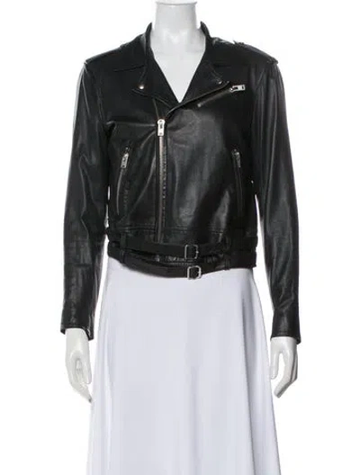 Pre-owned Iro Leather Biker Jacket In Black