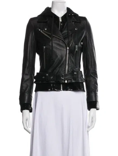Pre-owned Iro Leather Biker Jacket In Black