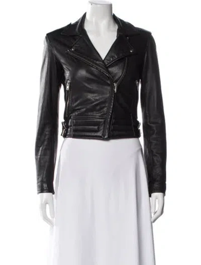 Pre-owned Iro Leather Biker Jacket In Blue