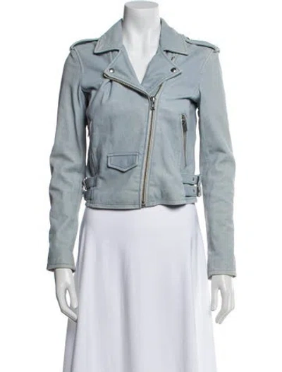 Pre-owned Iro Leather Biker Jacket In Blue