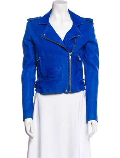Pre-owned Iro Leather Biker Jacket In Blue