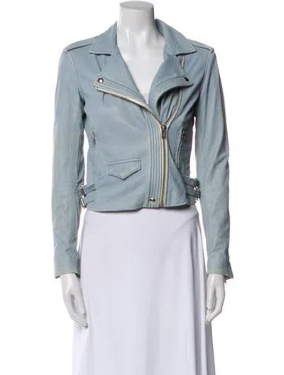 Pre-owned Iro Leather Biker Jacket In Blue