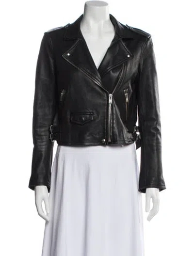 Pre-owned Iro Leather Biker Jacket In Blue