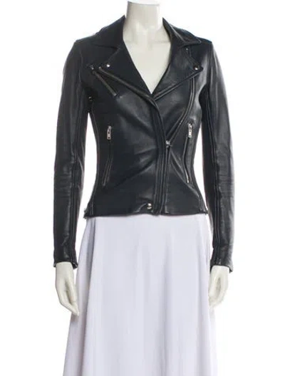 Pre-owned Iro Leather Biker Jacket In Blue