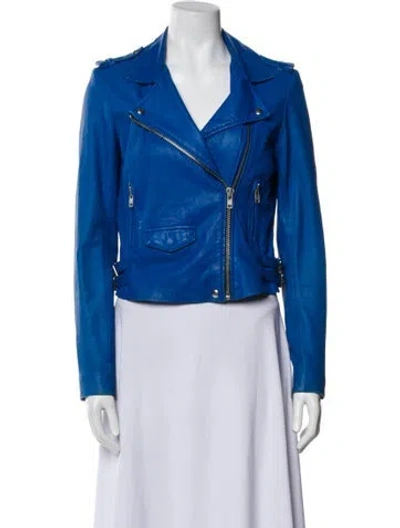 Pre-owned Iro Leather Biker Jacket In Blue