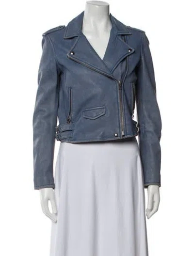 Pre-owned Iro Leather Biker Jacket In Blue