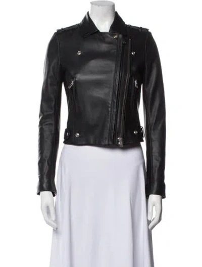 Pre-owned Iro Leather Biker Jacket In Blue