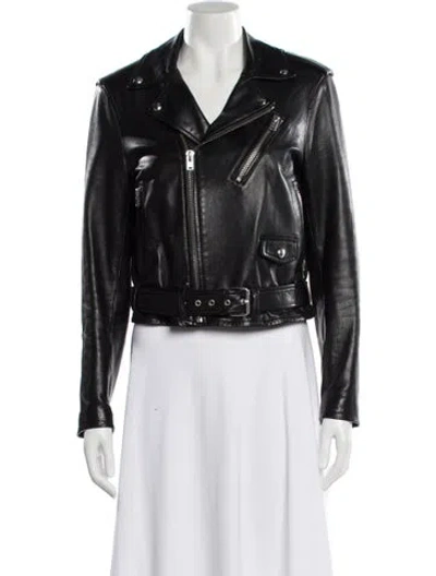 Pre-owned Iro Leather Biker Jacket In Blue