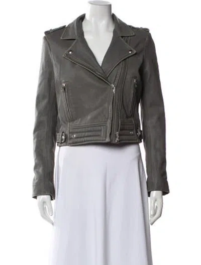 Pre-owned Iro Leather Biker Jacket In Blue