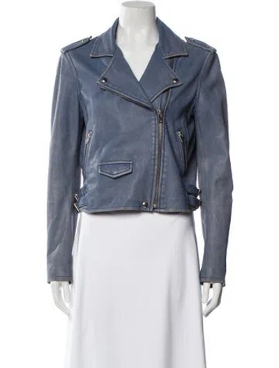 Pre-owned Iro Leather Biker Jacket In Blue