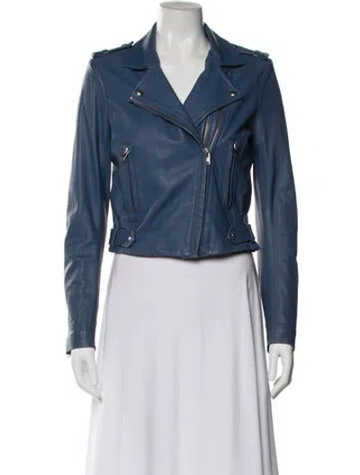 Pre-owned Iro Leather Biker Jacket In Blue