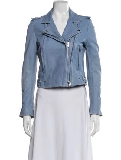 Pre-owned Iro Leather Biker Jacket In Blue
