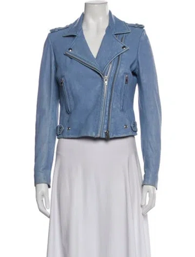 Pre-owned Iro Leather Biker Jacket In Blue