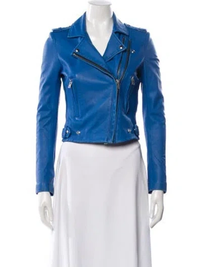 Pre-owned Iro Leather Biker Jacket In Blue