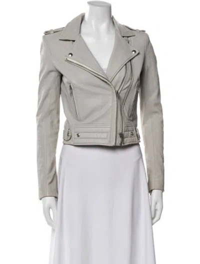 Pre-owned Iro Leather Biker Jacket In Blue