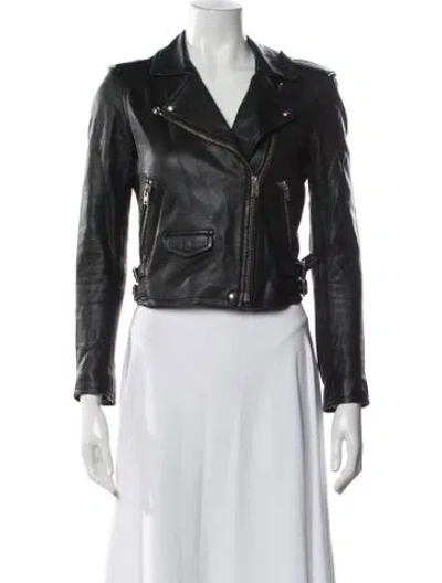 Pre-owned Iro Leather Biker Jacket In Blue
