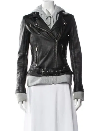 Pre-owned Iro Leather Biker Jacket In Blue