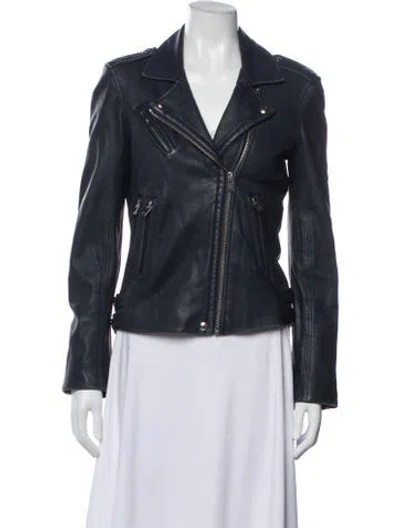 Pre-owned Iro Leather Biker Jacket In Blue