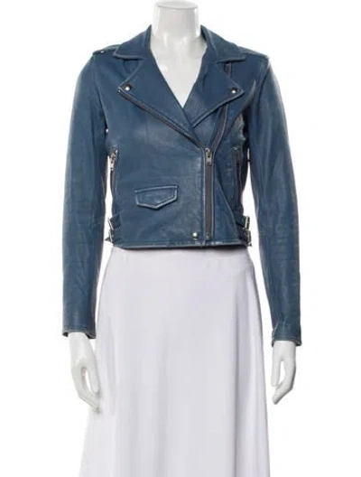 Pre-owned Iro Leather Biker Jacket In Blue