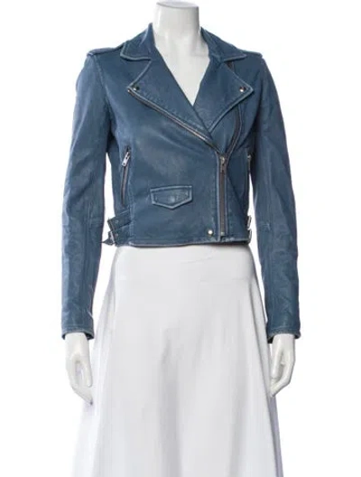 Pre-owned Iro Leather Biker Jacket In Blue