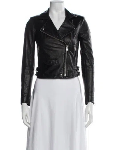 Pre-owned Iro Leather Biker Jacket In Blue