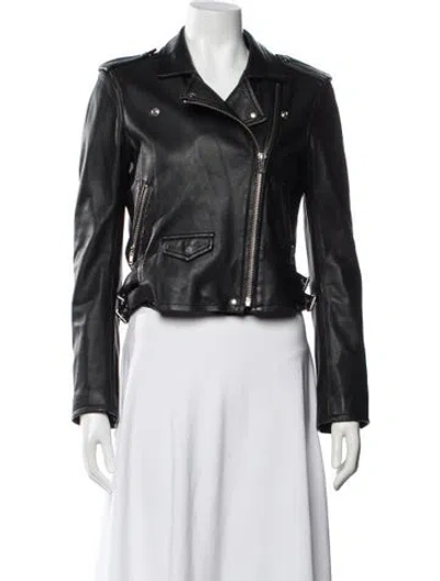 Pre-owned Iro Leather Biker Jacket In Blue