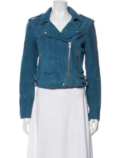 Pre-owned Iro Leather Biker Jacket In Blue