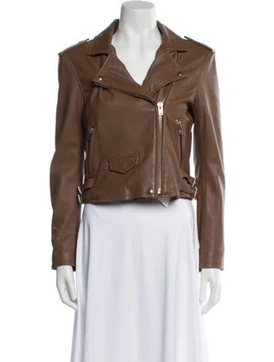 Pre-owned Iro Leather Biker Jacket In Brown