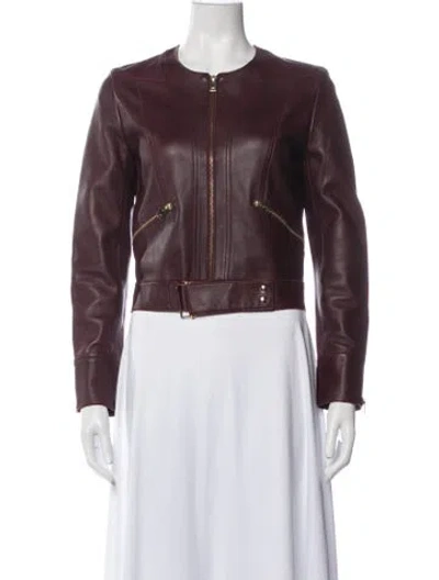 Pre-owned Iro Leather Biker Jacket In Burgundy