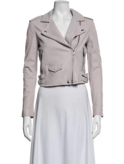 Pre-owned Iro Leather Biker Jacket In Clear/purple
