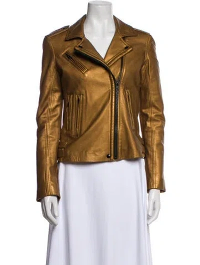 Pre-owned Iro Leather Biker Jacket In Gold