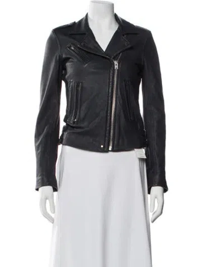 Pre-owned Iro Leather Biker Jacket In Gray