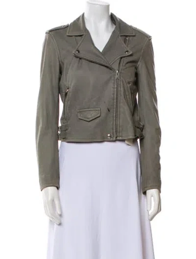Pre-owned Iro Leather Biker Jacket In Gray
