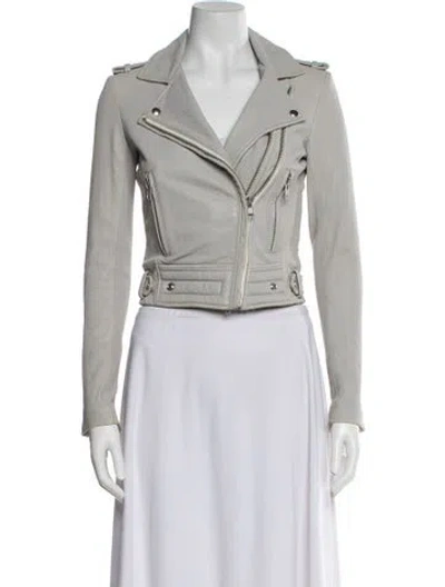 Pre-owned Iro Leather Biker Jacket In Gray