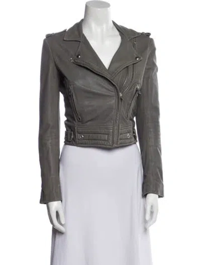 Pre-owned Iro Leather Biker Jacket In Gray